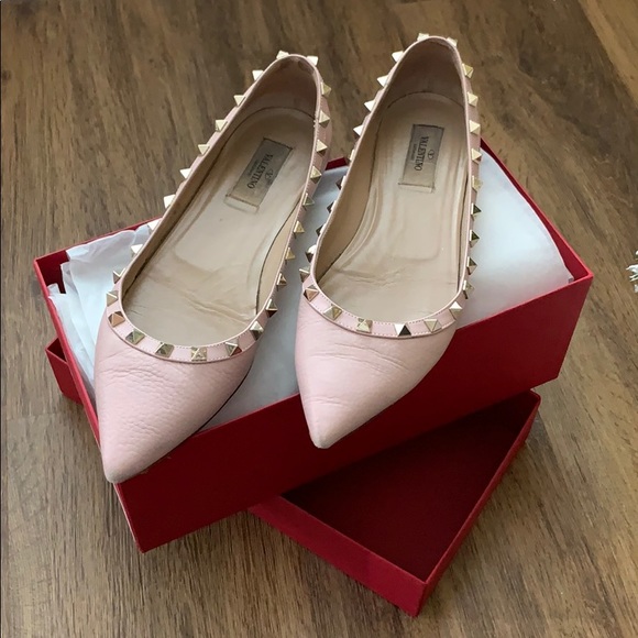 Valentino Rockstud Ballerina Flat Rose Leather - Picture 7 of 7